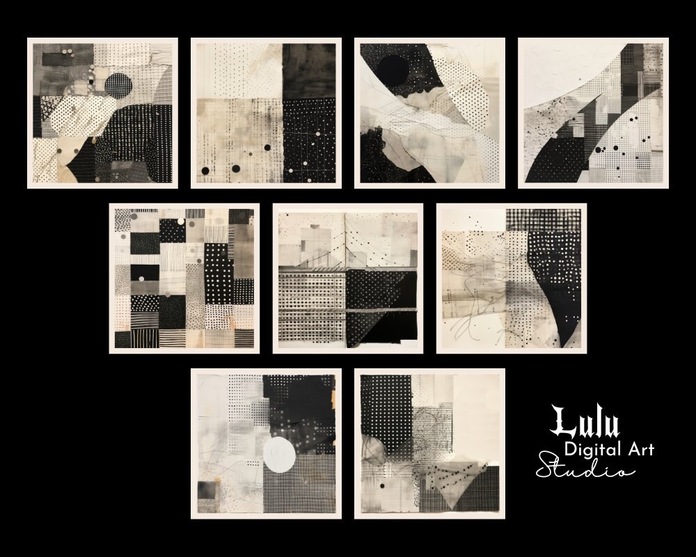 Printable Junk Journal Pages - 18 Black and White Collage Digital ...