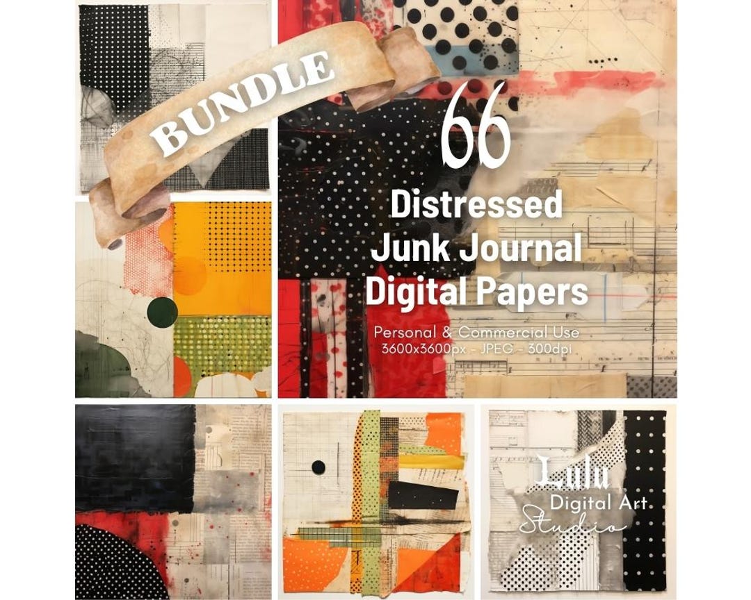 Printable Junk Journal Pages (BUNDLE) - 66 Collage Digital Papers ...