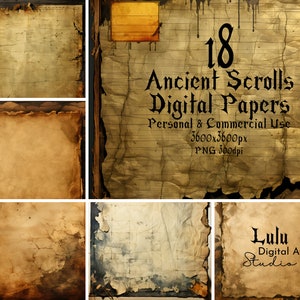Páginas de lixo eletrônico | 18 artigos digitais de pergaminho antigo | Grunge angustiado fundo de textura de papel envelhecido para impressão Scrapbooking Ai PNG Art