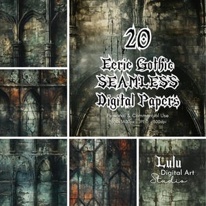 Gothic Junk Journal, 20 Eerie Gothic Seamless Digital Papers | Commercial Use Distressed, Aged Grunge Background Printable Pages Ai JPEG Art