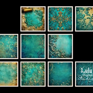 26 Timeless Turquoise Digital Papers | Grunge Distressed Junk Journal ...