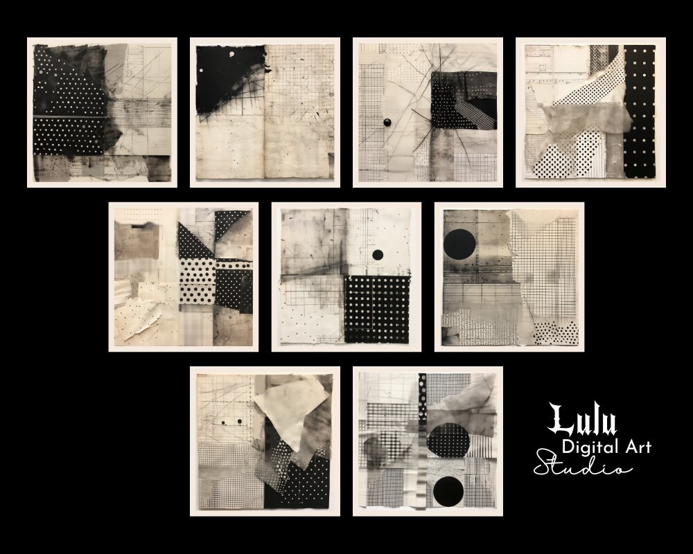 Printable Junk Journal Pages - 18 Black and White Collage Digital ...