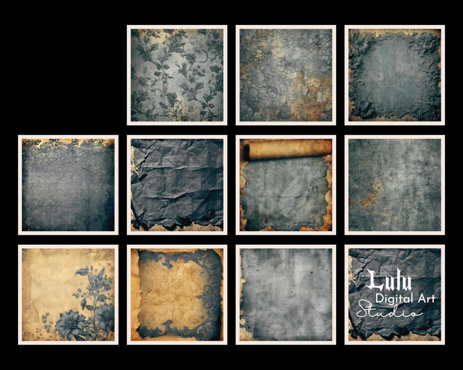 21 Grunge Vintage Gray Digital Papers | Distressed Junk Journal Pages ...