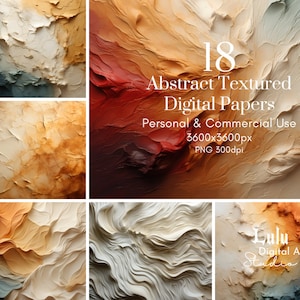 Scrapbooking | 18 abstrakte strukturierte digitale Papiere | Druckbare 3D Hintergrund Ai PNG Kunst, Papierstruktur, Herbst Herbst Erdige Farben Hintergrundbilder