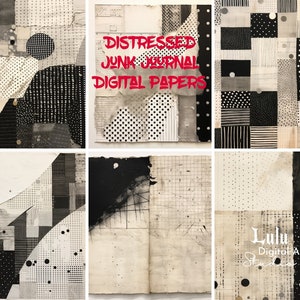 Printable Junk Journal Pages - 18 Black and White Collage Digital ...