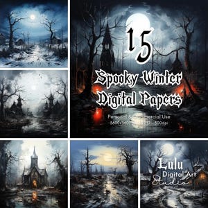 Journal imprimable gothique indésirable - 15 papiers numériques Spooky Winter | Fond grunge vieilli, pages de téléchargement numérique Halloween, art IA