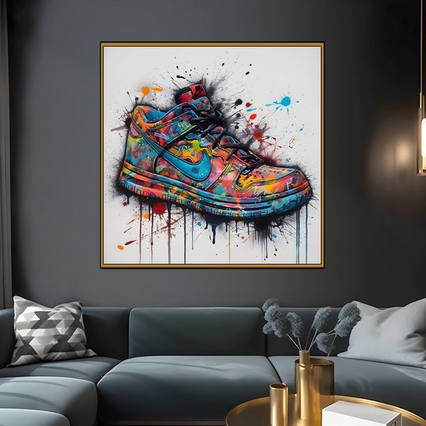 Splash shoe art, Colorful shoe, Digital Download, transparent image, graffiti wall art, Wall Art, Printable, PNG Art, PNG files, Graffiti.