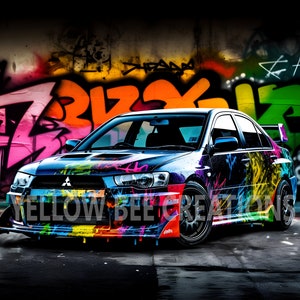 Graffiti Lancer EVO Art: Car Lover Gift (PNG Digital Download)