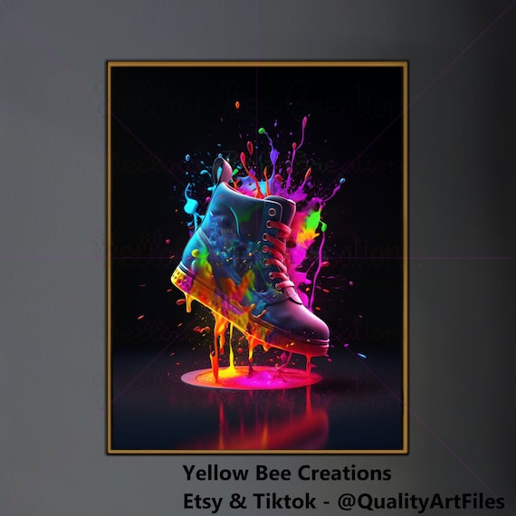 Neon Graffiti High-Top Shoe Art Print (Digital Download)