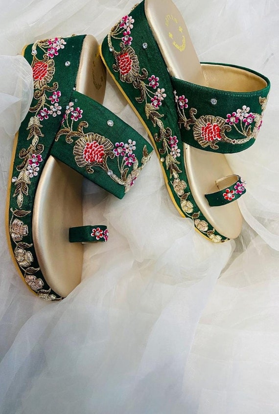 Bridal slippers with heels sales