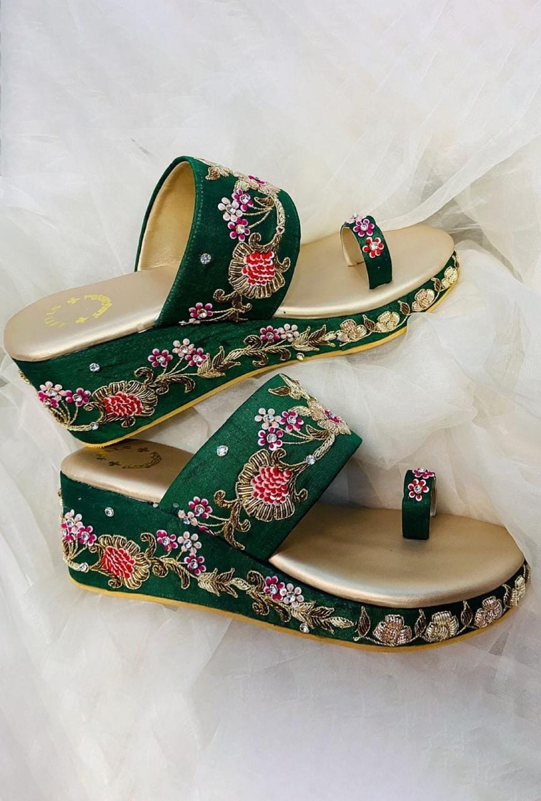 Indian Bridal Sandals Women High Heels Bridal Wedding Wedges Etsy