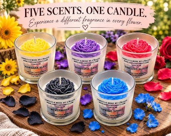 Five Scent Flower Candle, Handmade Scented Candle, Floral Candle, Unique Candle Gift, Soy Coconut Wax