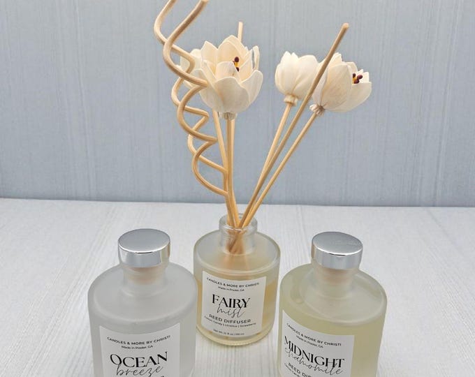 10 oz Frosted Glass Room Diffuser with Blooming Reed Set