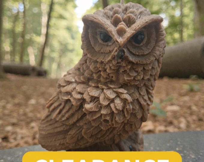 Clearance Sale – Ready-Made Owl Candle on Tree Stump Candle