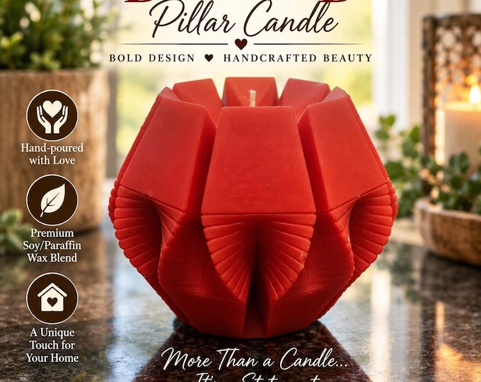 Geometric Pillar Candle, Diamond Sculptural Candle, Handmade Scented Candle, Modern Home Decor, Unique Candle Gift