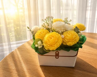 Peony Wax Melt Flower Bouquet, Scented Floral Arrangement, Handmade Wax Flowers, Custom Color & Scent