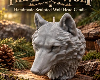 Lone Wolf Candle, Wolf Head Pillar Candle, Scented Wolf Candle, Wildlife Decor, Rustic Cabin Decor, Wolf Lover Gift