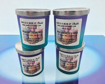 Blue Ombre Candle: Soy Coconut Wax, Calming Scents 8oz