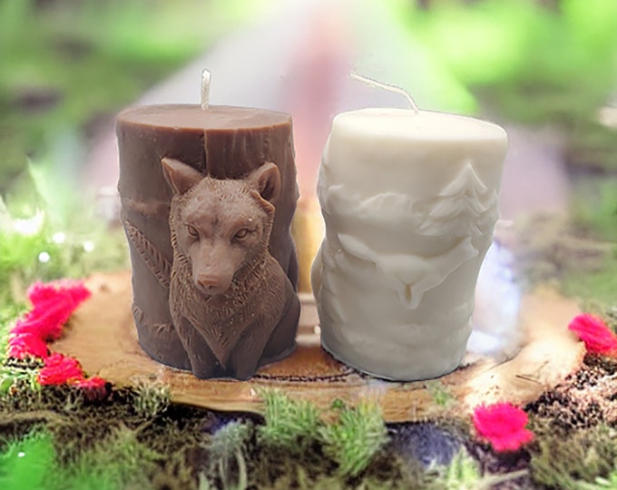 3D Wolf Pillar Candle