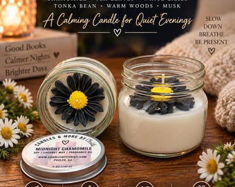 Chamomile Candle, Relaxing Scented Candle, Self Care Gift, Soy Coconut Candle, Floral Candle, Handmade Candle, 5 oz Candle