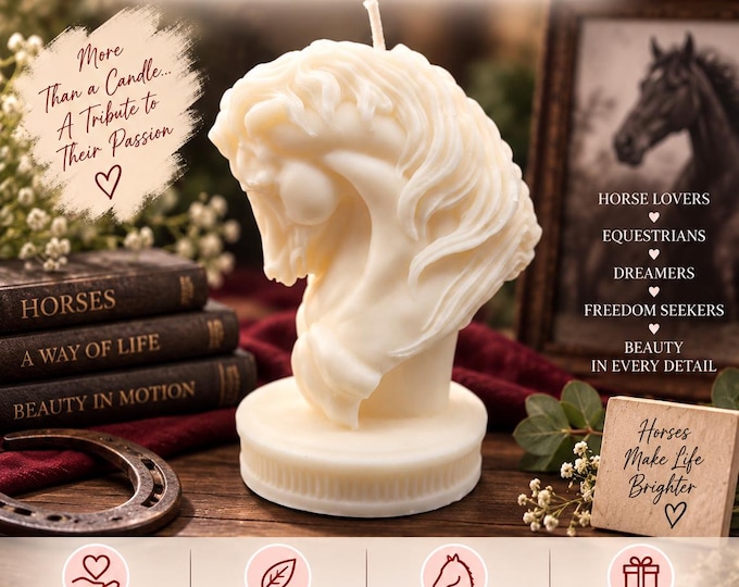 Horse Candle, Horse Lover Gift, Equestrian Gift, Stallion Candle, Horse Decor, Sculptural Candle, Handmade Gift for Horse Lover