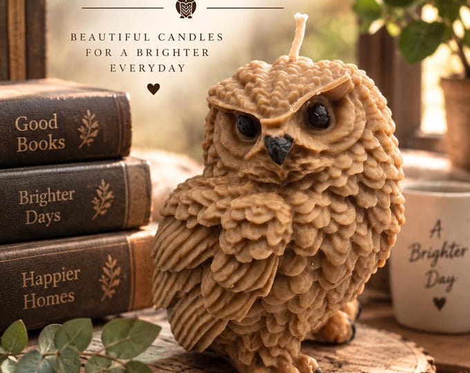 Owl Candle, Sculptural Owl Candle, Owl Lover Gift, Handmade Scented Candle, Woodland Home Decor, Unique Owl Gift