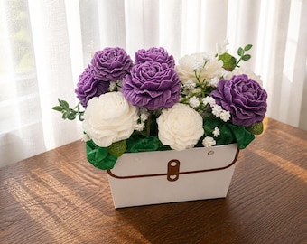 Wax Flower Bouquet – 6 Flowers with Baby’s Breath & Eucalyptus