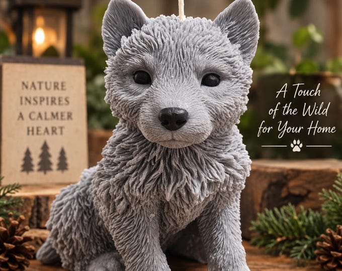 Wolf Candle, Large Sculptural Wolf Candle, Wildlife Decor, Wolf Lover Gift, Scented Decorative Candle, Handmade Animal Candle