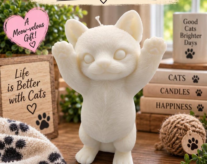 Playful Kitten Candle, Cat Lover Gift, Sculptural Cat Candle, Scented Kitty Candle, Cute Cat Decor, Handmade Pet Lover Gift