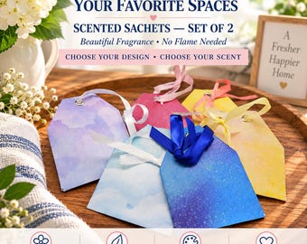 Scented Sachets Set of 2 | Closet & Drawer Freshener | Long Lasting Home Fragrance | Choose Scent and Design | Handmade Gift