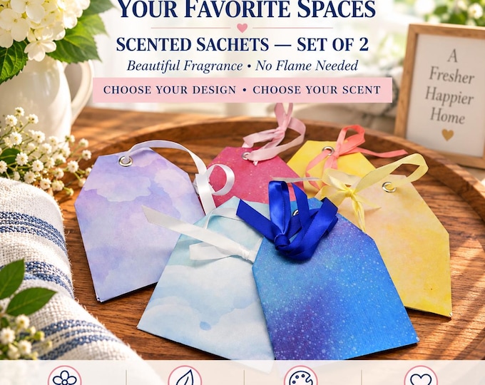 Scented Sachets Set of 2 | Closet & Drawer Freshener | Long Lasting Home Fragrance | Choose Scent and Design | Handmade Gift
