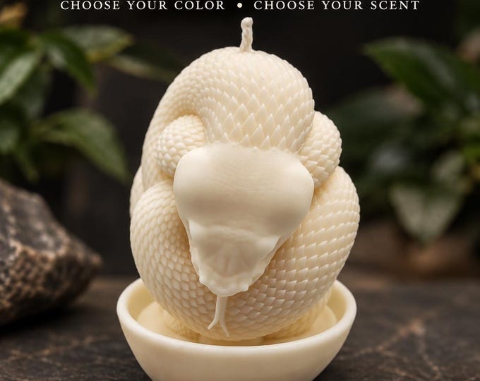Coiled Snake Candle, Serpent Candle, Snake Lover Gift, Sculptural Candle, Reptile Decor, Scented Snake Candle, Unique Handmade Gift
