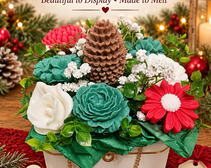 Christmas Wax Melt Bouquet, Scented Wax Flowers, Holiday Wax Melts, Christmas Gift for Her, Hostess Gift, Holiday Home Decor