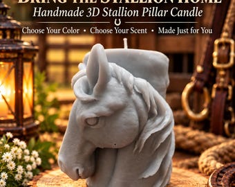 Stallion Pillar Candle, 3D Horse Candle, Equestrian Decor, Horse Lover Gift, Sculptural Candle, Western Farmhouse Decor