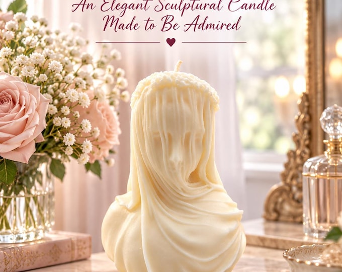 Veiled Woman Candle, Sculptural Candle, Elegant Female Bust Candle, Bridal Gift, Feminine Home Decor, Gift for Her