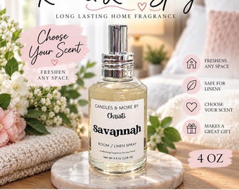 Room & Linen Spray, 4 oz Long Lasting Home Fragrance, Fabric Freshener, Choose Your Scent, Handmade Room Spray