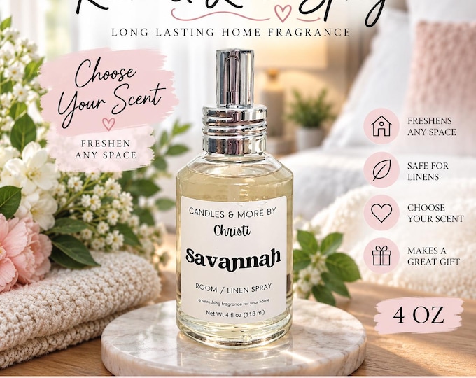 Room & Linen Spray, 4 oz Long Lasting Home Fragrance, Fabric Freshener, Choose Your Scent, Handmade Room Spray