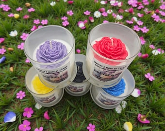 Scented Flower Candle, Soy Coconut Wax, Handmade Floral Decor