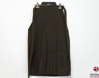 Traditional Japanese Ceremonial Hakama Pants in Brown Striped