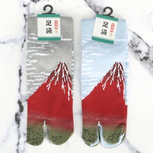 Calzini da uomo in stile tabi giapponese raffiguranti il Monte Fuji, taglie dalla 39 alla 43