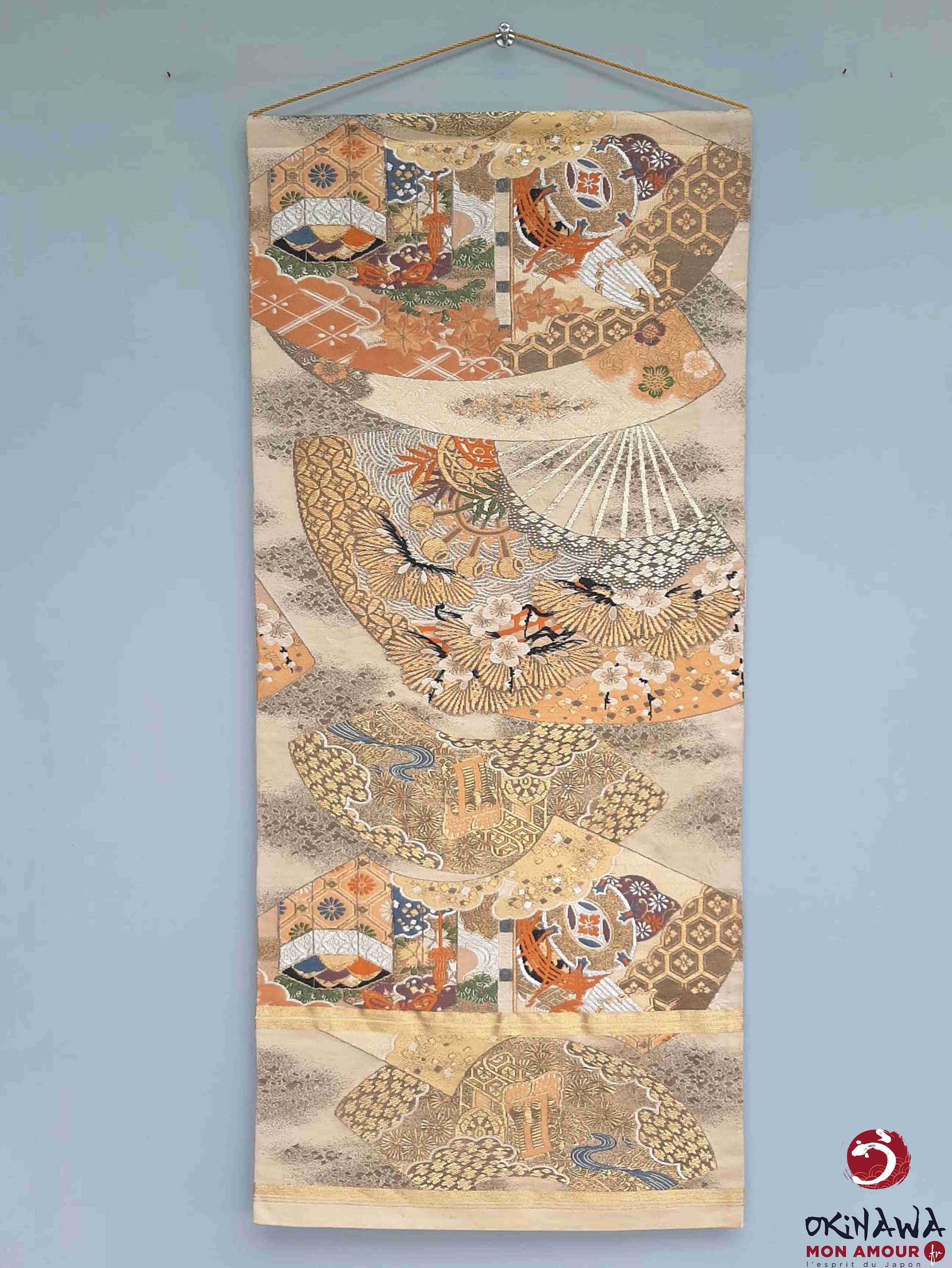 Silk Wall Tapestry, Japanese Decoration, Handmade, Traditional