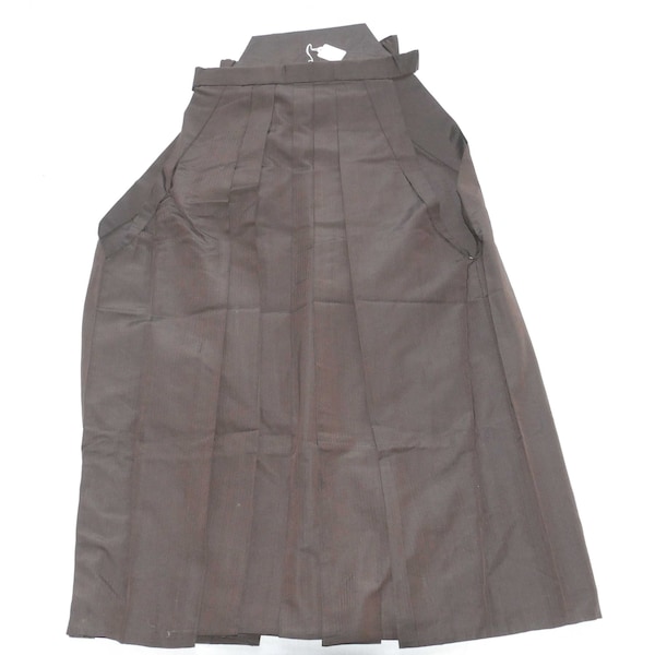 Pantalon japonais traditionnel de cérémonie hakama en soie de type andon bakama marron rayé noir