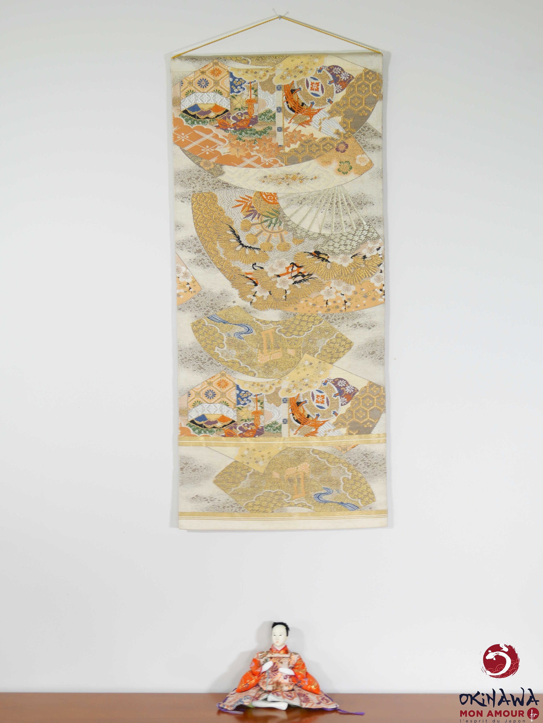 Silk Wall Tapestry, Japanese Decoration, Handmade, Traditional