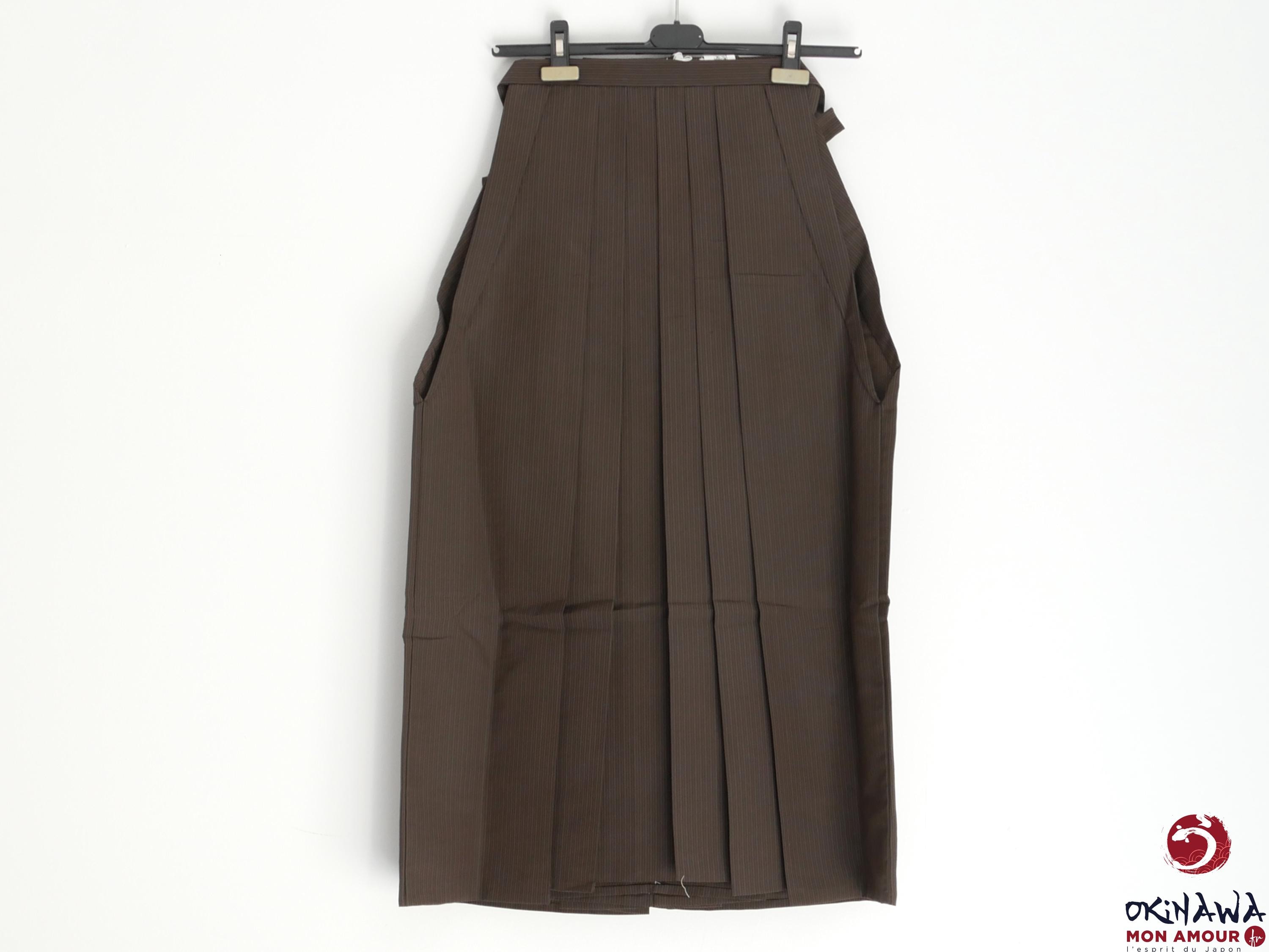Traditional Japanese Ceremonial Hakama Pants in Brown Striped