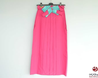Traditional Japanese Hakama for Women andon Bakama 95cm Pink Green Lining