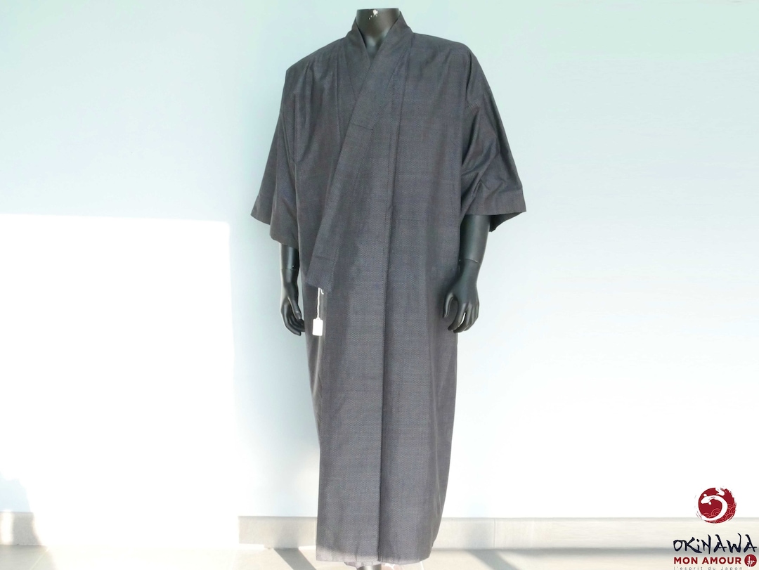 Traditional Japanese Kimono for Men Thick in Blue Gray Silk - Etsy