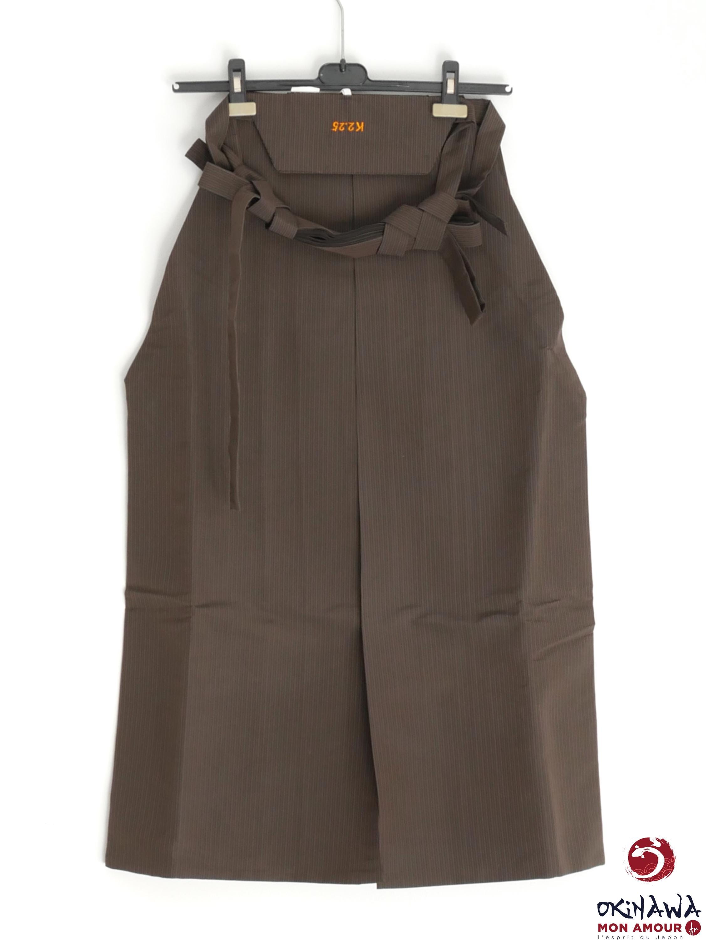 Traditional Japanese Ceremonial Hakama Pants in Brown Striped