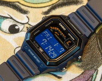 Custom Casio 'Ocean King' Mod  - Blue Casio WS1600 Digital Modified Watch Hydromod and Custom Blue Polarized Screen - JDM Model