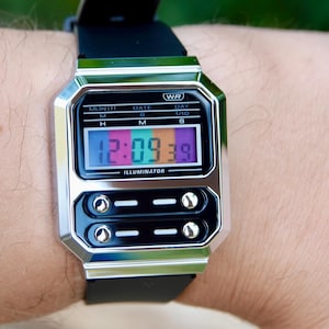 Candy Black – Modified Watch Based on Casio A100 – Colorful Multitone Screen – Custom Digital Casio Watch – Handmade Retro Gift Mod