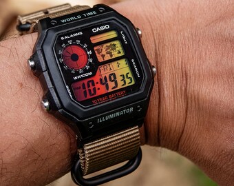 Sunrise 22 – Modified Watch Based on Casio AE-1200 – Fire Red